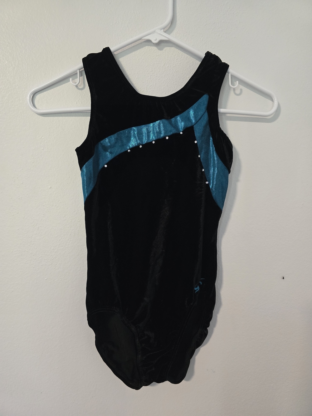GK Gymnastics or Dance Black Velvet and Shimmering Blue Leotard Adult Small